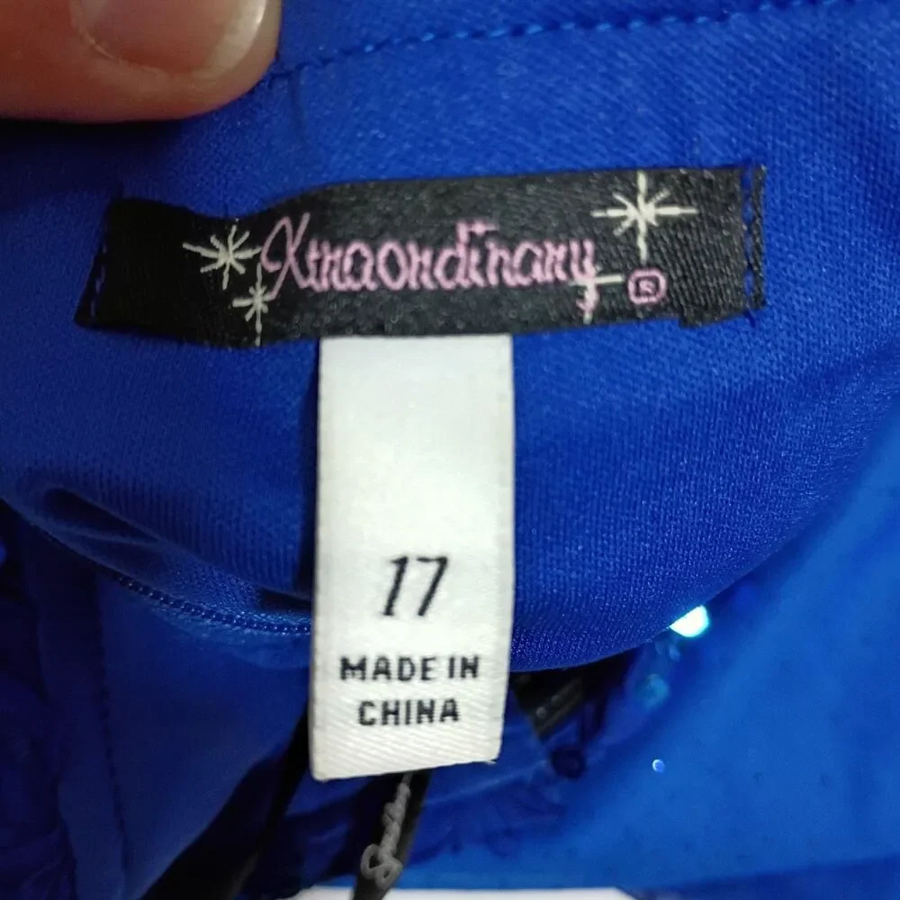 Xtraordinary Dress Size 17 Royal Blue Strapless High-Low Gown Formal Prom